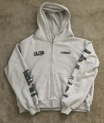 Murd333rfm Ultra WRLD White Zip-Up Hoodie